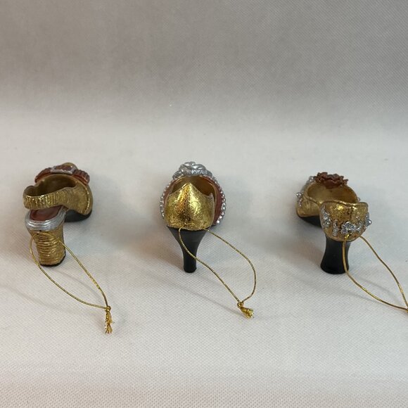 Gold/Silver/Bronze High Heel Shoes Christmas Tree Ornaments (Set of 3) - Picture 4 of 7